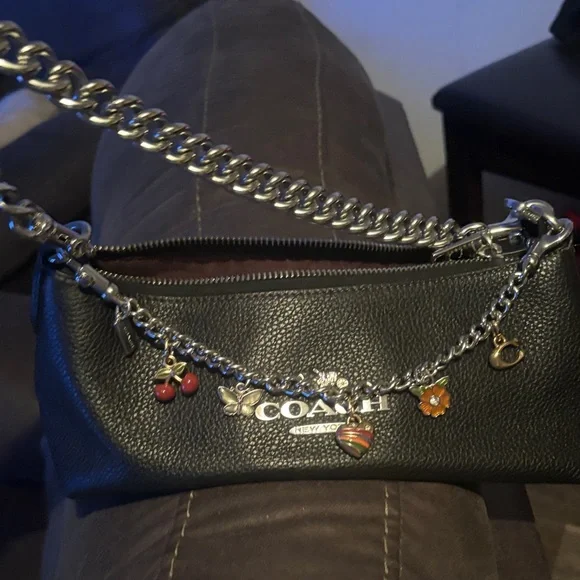 Coach Black and Silver Chain Shoulder Bag - Picture 5 of 5